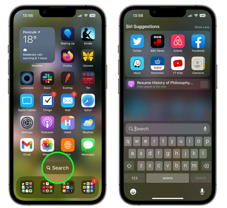 静海苹果手机维修分享升级到 iOS 16 后，如何删除主屏幕上的搜索按钮 
