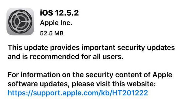 静海苹果手机维修分享iOS12.5.2发布，建议所有老苹果用户安装 